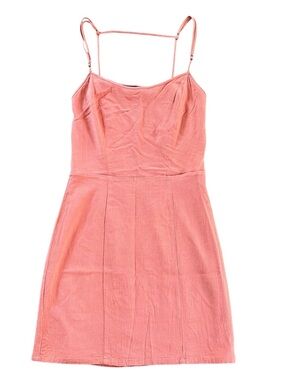 Forever 21 Women’s S Mini Dress Coral Salmon Pink Lined Adjustable Straps